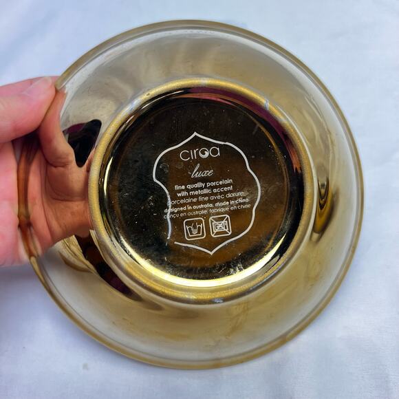 Ciroa Luxe Fine Porcelain Metallic Accents Fiori Pattern Soup Bowl Replacement - Picture 3 of 6